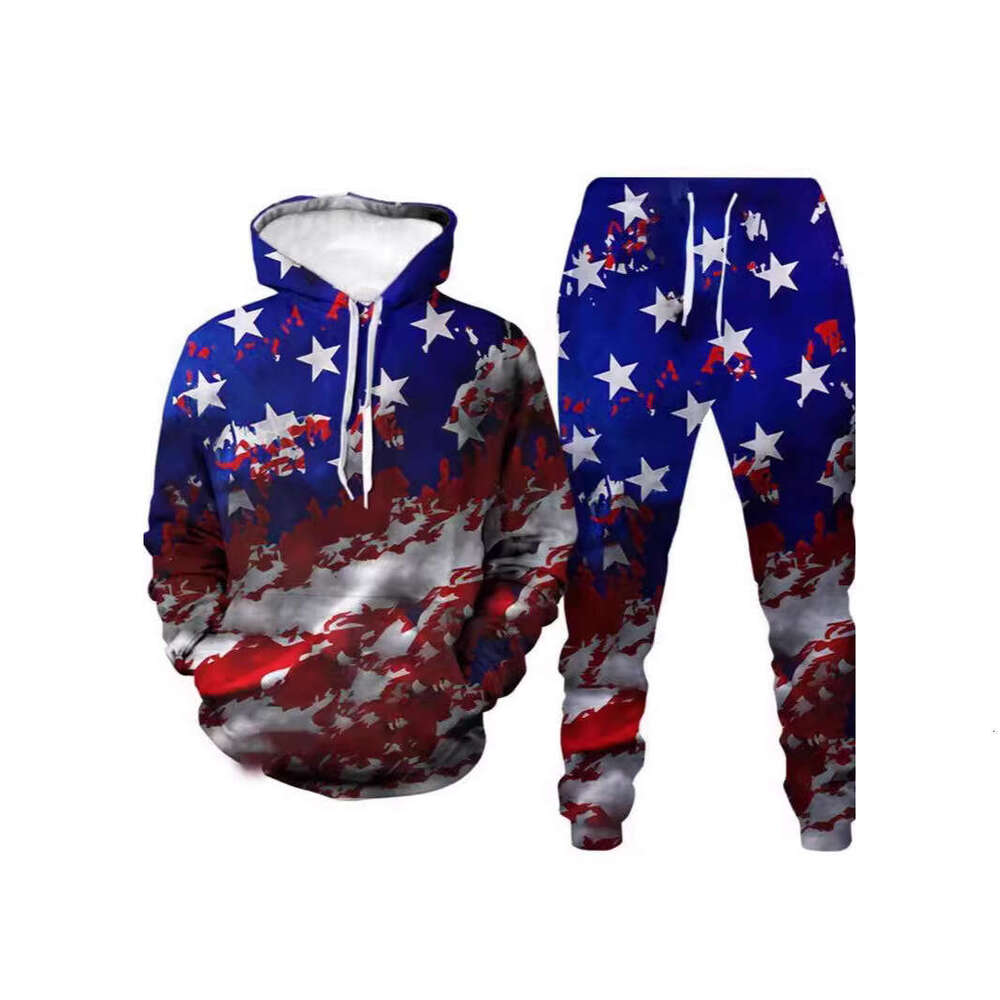 2024 Autumn/Winter Popular 3D Printed Men's Hoodie with Hat Sweater and Pants Set