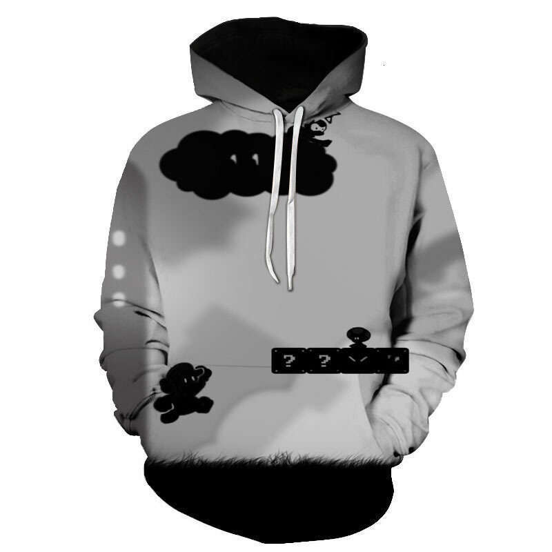New Mario series 3D digital printing autumn and winter long sleeved hooded sweatshirt classic gaming peripherals