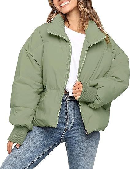 Designer Women's Fashion Trend Winter Warm Long Sleeve Zipper Loose Quilted Down Jacket Coat