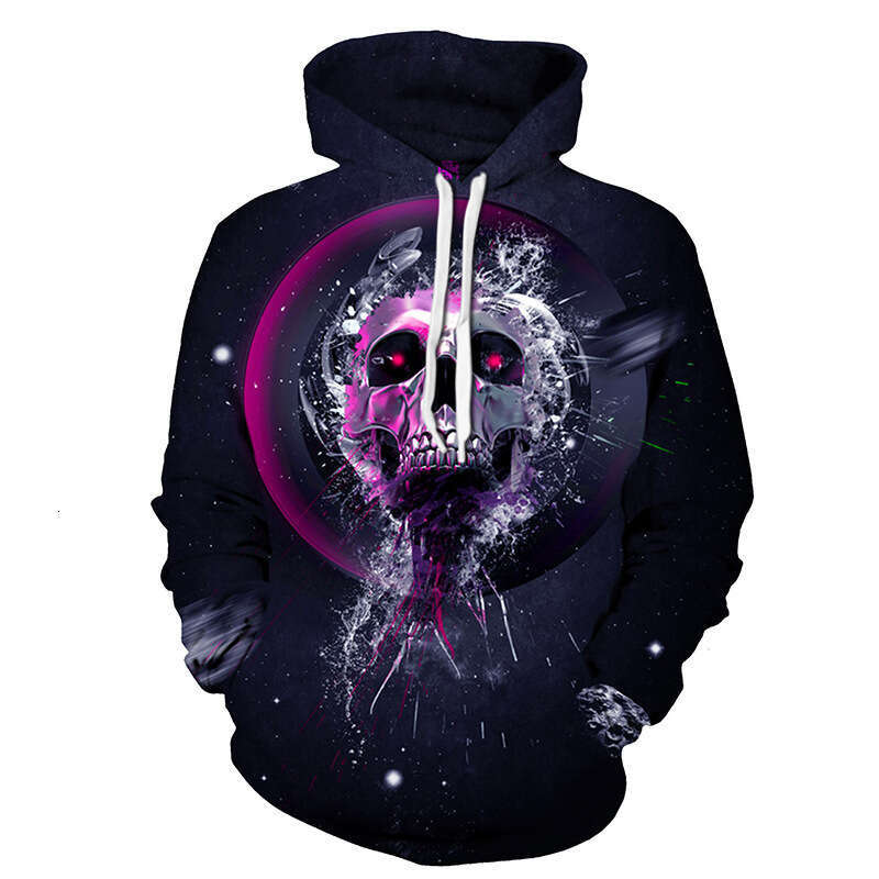 Men's women's autumn/winter European and American skeleton 3D digital printing fashionable casual couple outfit hooded sweatshirt