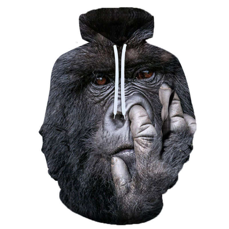 Trendy Spring and Autumn Monkey 3D Digital Printed Loose Sports Hoodie Casual Sweatshirt