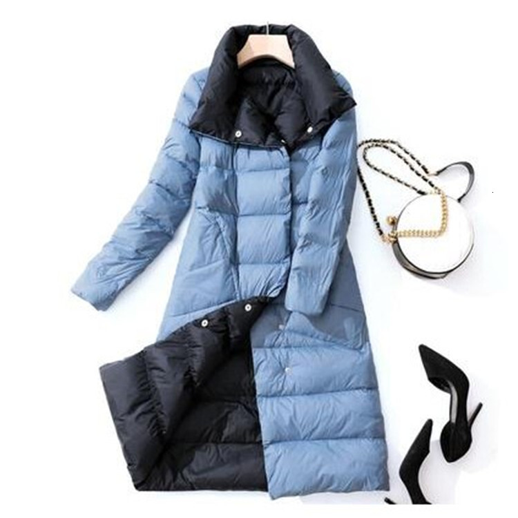 Lightweight jacket, women's white duck down designer, fashion trend, winter new mid to long double-sided over the knee style, slim fit