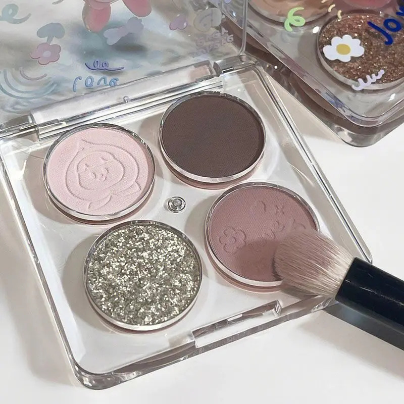 Black Punk Smoked 4Color Eyeshadow Silver Gray Pearl Matte Halloween Ins Affordable Palette 241118