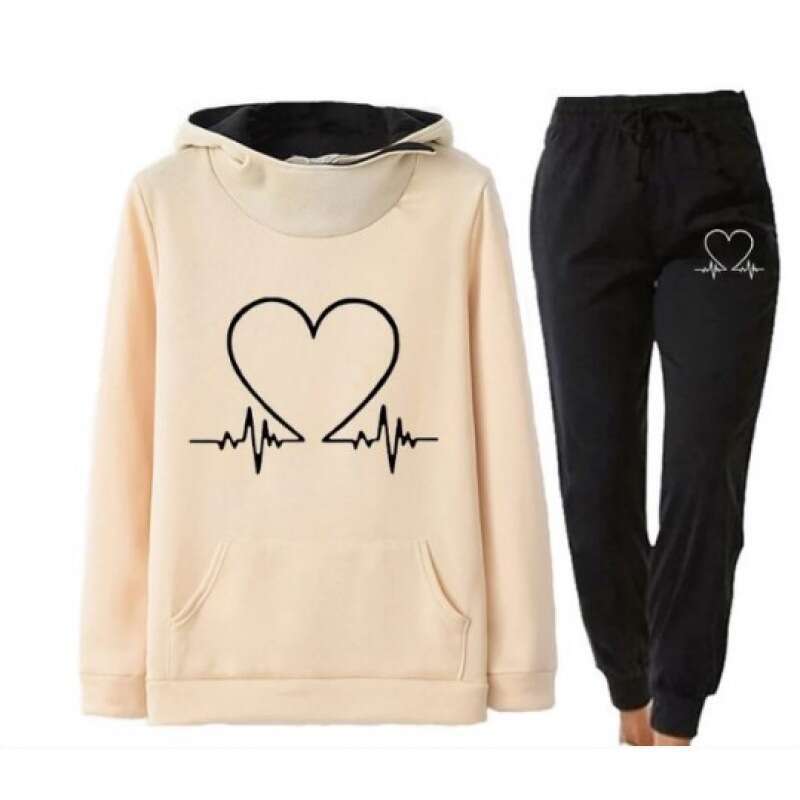 Spring and Autumn Winter Sportswear Heartbeat Frequency Printed Women's Hoodie, Sweatshirt Set, 2024 New Casual Fashion Trendy Clothing
