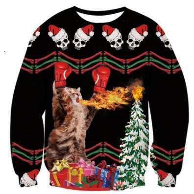 2024 Christmas New Long Sleeve Snowman 3D Digital Printed Casual Round Neck Sweatshirt