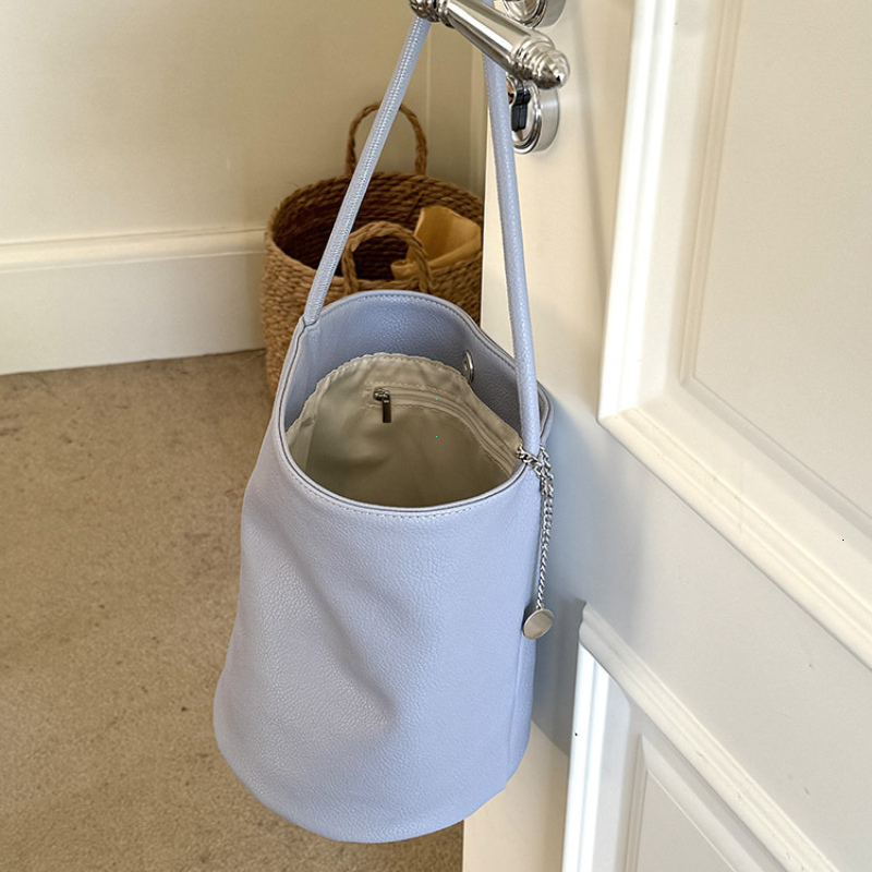 Homemade Women 2024 New Retro Soft Leather Portable Bucket All-Match Commuter Shoulder Underarm Bag Purses And Handbags