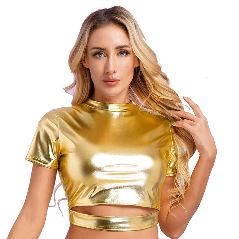 2025 women's tight bright top spring new patent leather hollow short jacket crop spice outfit