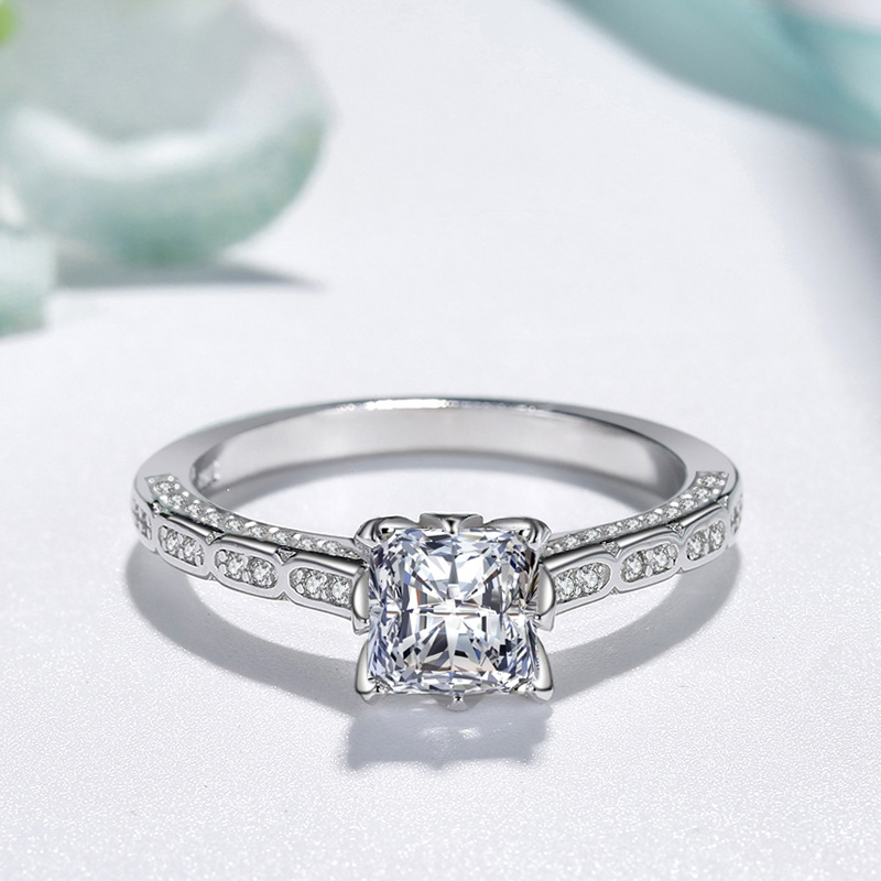 Choucong Brand Wedding Rings Luxury Jewelry Real 925 Sterling Silver Princess Cut White Lab Moissanite CZ Diamond Gemstones Party Women Engagement Ban
