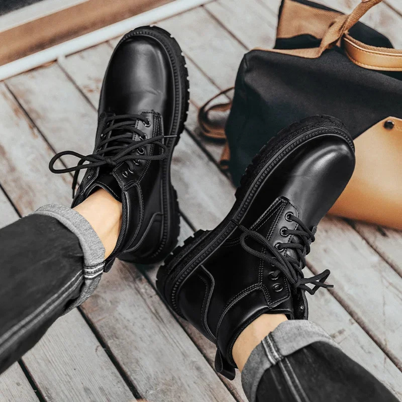 Mens Vintage Suede Ankle Boots Autumn Combat Boots Fashion Lace Up Winter Outdoor Warm Leisure Shoes Lace Up Botas 241201