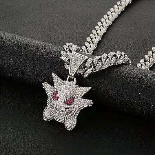 Hip hop Cuban chain pendant, thickening necklace, men's American hip-hop rap rapper, full dia hook and loop
