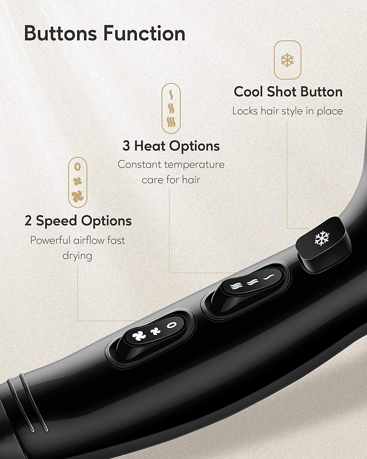 KIPOZI 1875W Nano Ionic Hair Blow Dryer DC Motor For Frizz Free Styg With Diffuser And Airw Concentrator