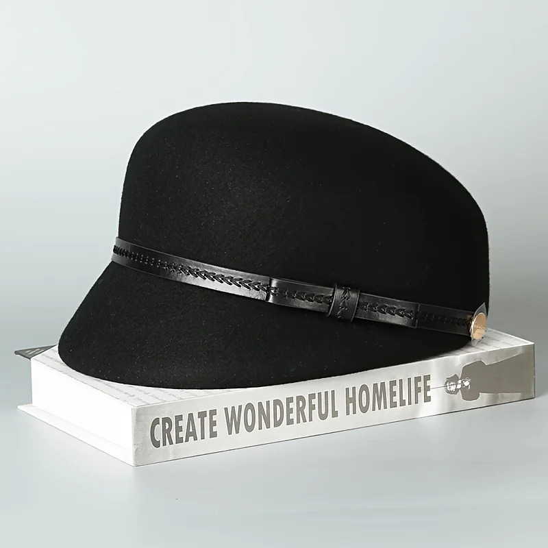 Wool duckbill hat for childrens autumn and winter style sboy retro fashion versatile equestrian beanie 241125