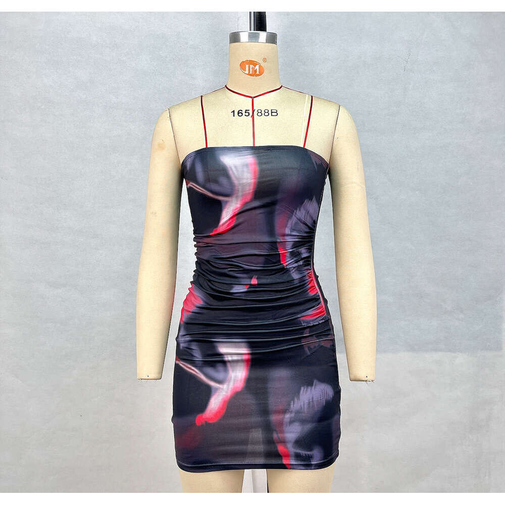 Women's clothing 2024 summer new sexy strapless printed bag hip fashionable slimming dress women's skirt