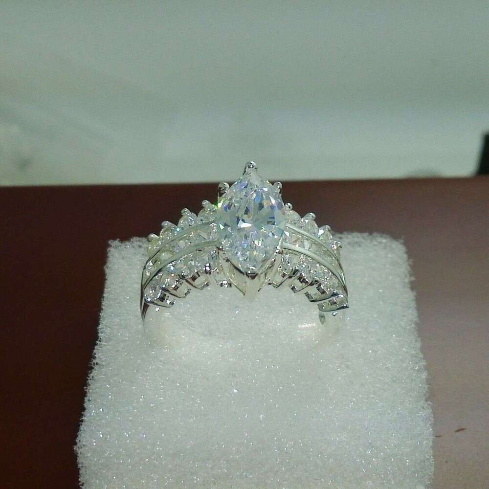 Sier Topaz CZ Wedding Ring - Sterg Sier, White Topaz, Size 6-10, Free Shipping