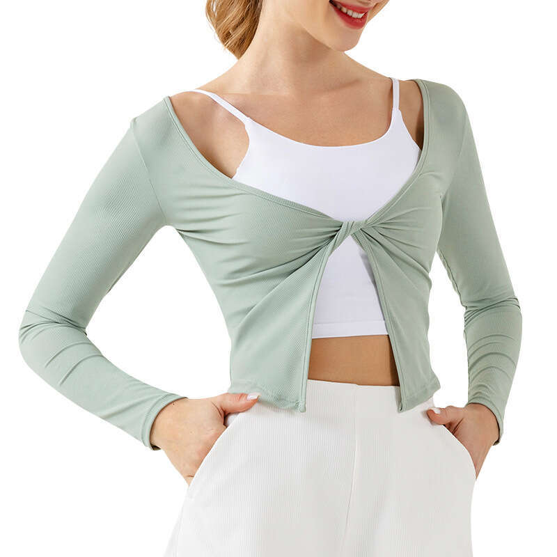 2024 new yoga long sleeved women's V-neck twisted easy to put on take off sports jacket, Baita slimming and meat blocking fiess top