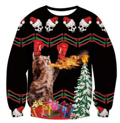 2024 Christmas New Long Sleeve Snowman 3D Digital Printed Casual Round Neck Sweatshirt