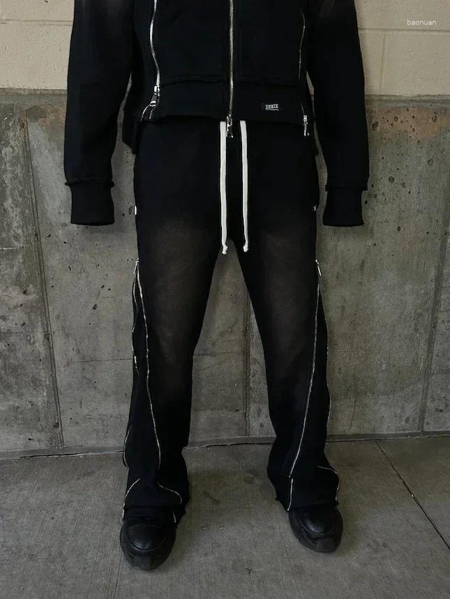 Men's Pants Y2K Retro Zipper Decoration Sweatpants Streetwear Baggy Casual Men Women Harajuku Hip Hop Vintage Jogging Trousers