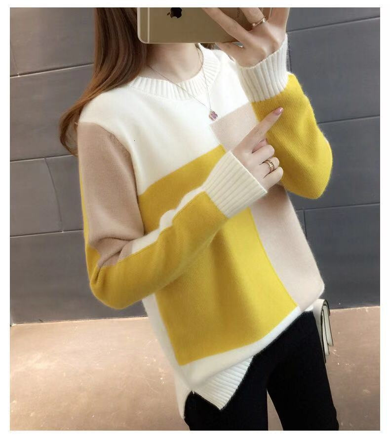 New Winter Korean Commuter Candy Hoodie Loose Color Knitted Round Neck Long Sleeve Designer Women's Sweater