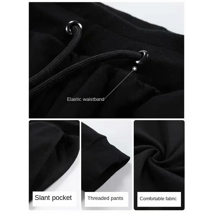 Mens Cotton Casual Pants Thickened Drawstring Sweatpants Loose Plus Size and Ankle Black Gray 241120