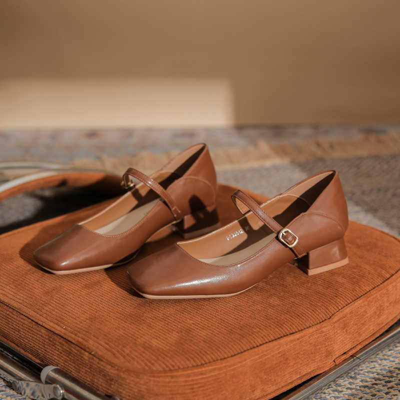 Fashion Classic Mary Jane Versatile Coarse Heel Square Head Simple Trendy Casual Womens Singles Shoes