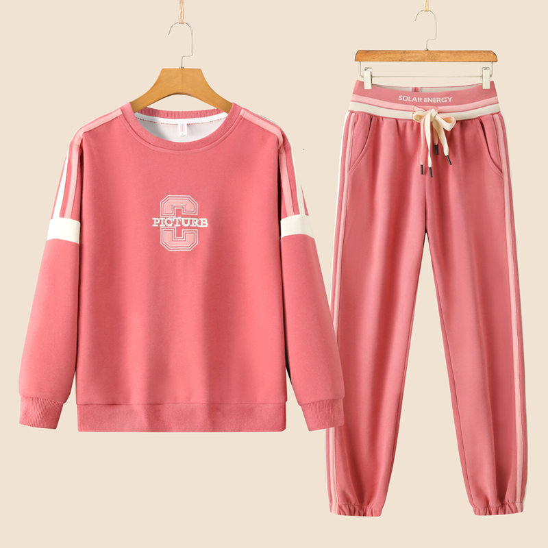 Tracksuit Two Piece Set Winter Warm Hoodies+Pants Pullovers Sweatshirts Female Jogging Woman Clothing Sports Suit Outfits