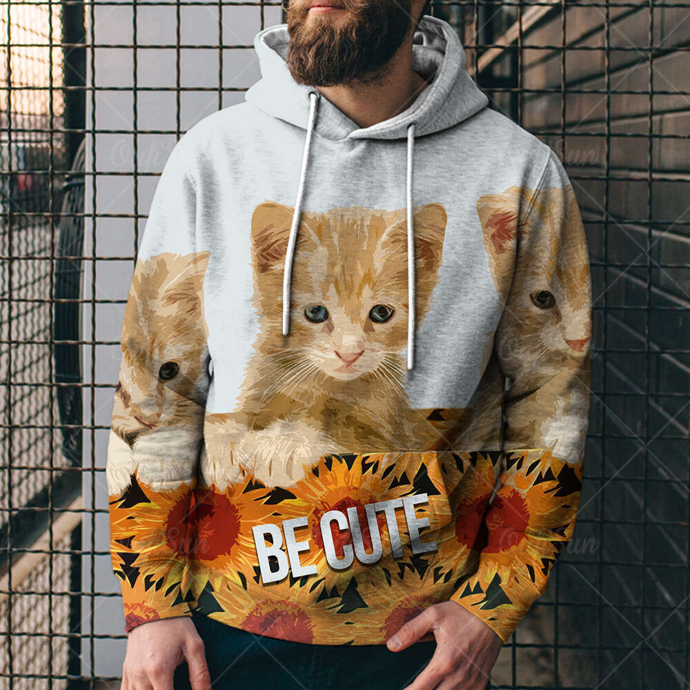 New 3D for autumn winter, cute animal cat and dog series, digital printed street casual hooded hoodie