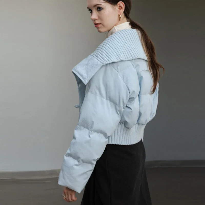 HELIAR Women Irregular Patchwork Thicken Jacket Zipper Casual Warm Cottonpadded Loose Short Down Coat Fall Winter 241125