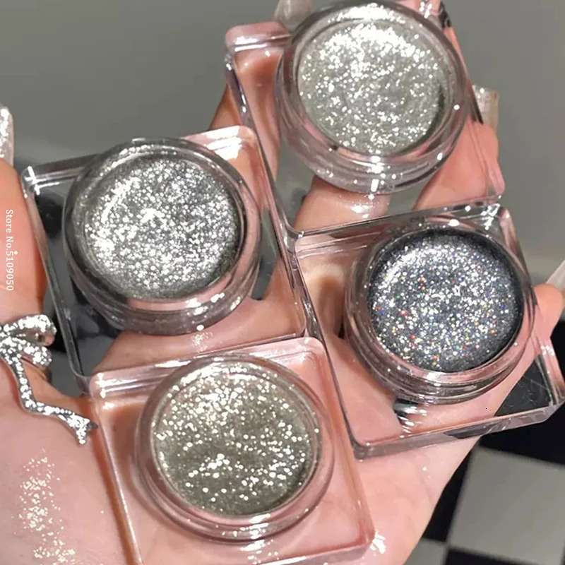Glitter Punk Smoky Black Eyeshadow Gel Makeup Palette Metallic Dark Silver Wet Eyes Shadow Highlighter Pearl Pigments Cosmetics 241118