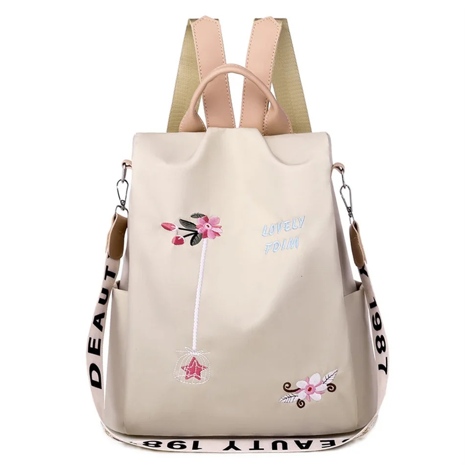 Waterproof Oxford Women Backpack Fashion Casual Embroidery Bag Female Large Capacity Travel Handbag Shopping Knaps 241115
