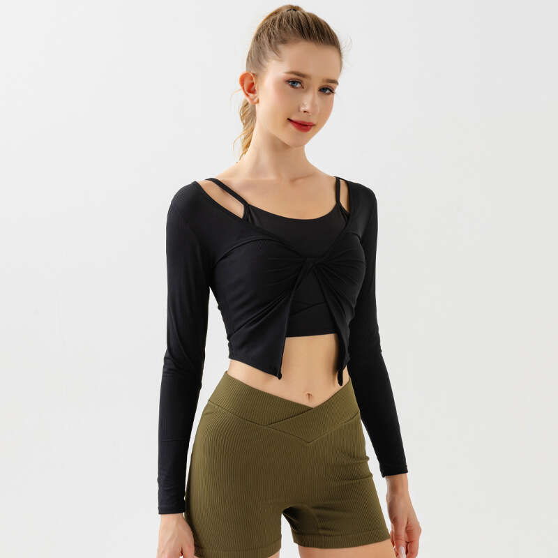 2024 new yoga long sleeved women's V-neck twisted easy to put on take off sports jacket, Baita slimming and meat blocking fiess top