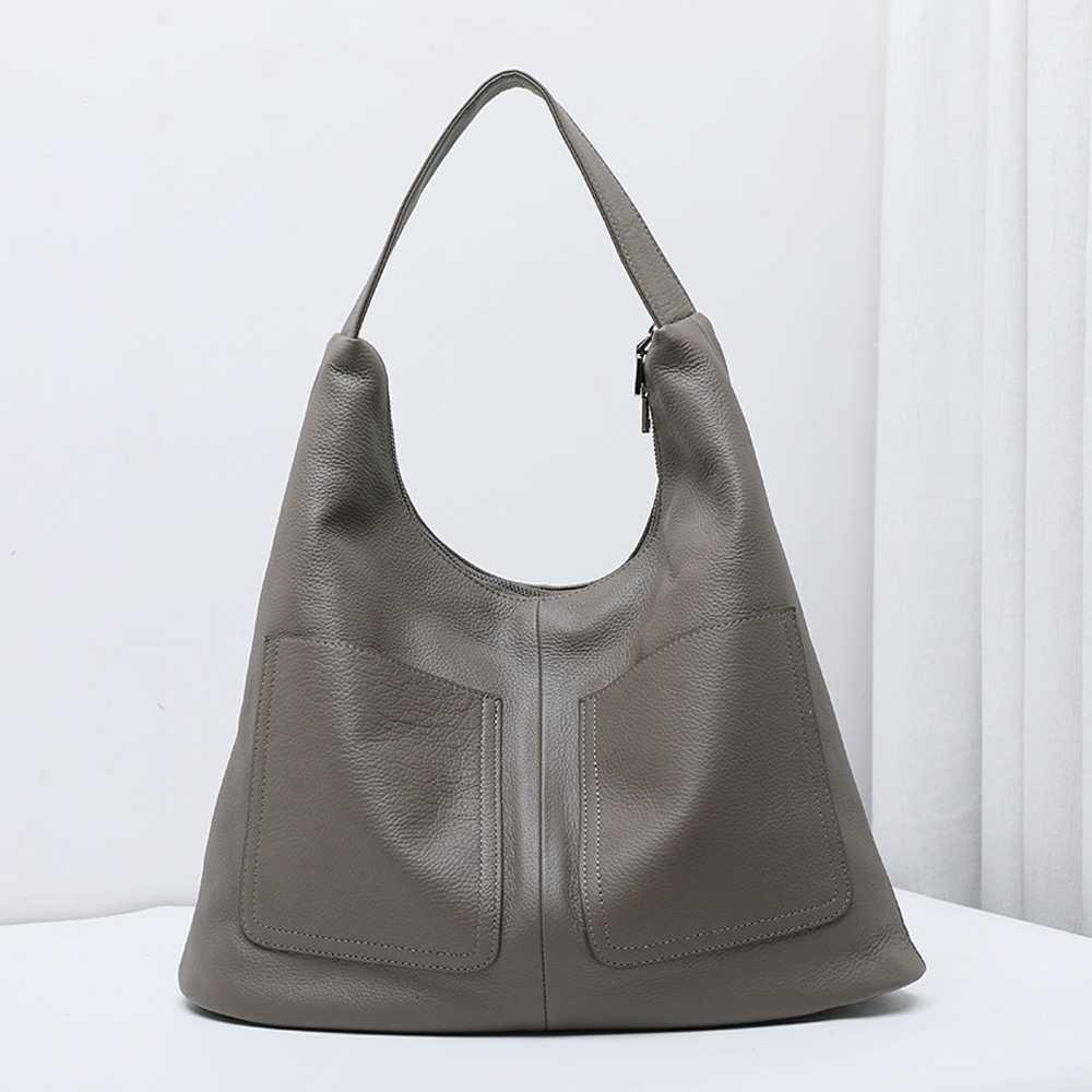 100% top layer cowhide armpit shoulder large capacity soft leather women's versatile casual bucket bag