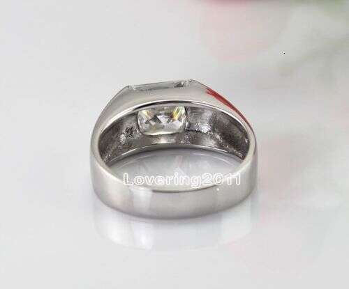 Fashion jewelry high quality Men Princess Cut White Topaz Gemstones Sier filled Engagement Wedding Ring Size 8-12 04c8