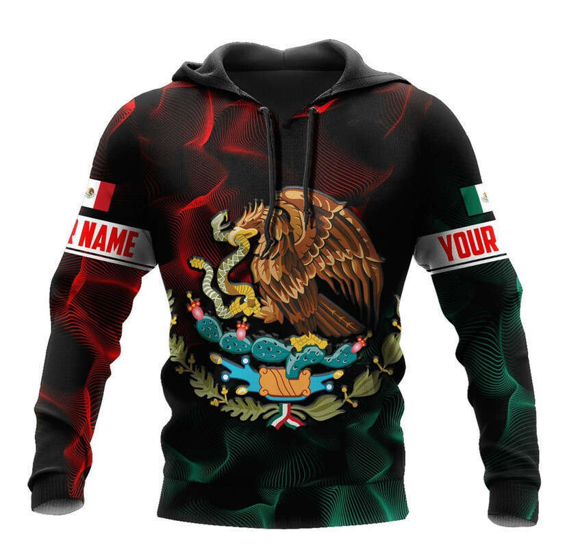 2024 European and American Mexico men's hoodie, 3D digital printed hooded casual hoodie