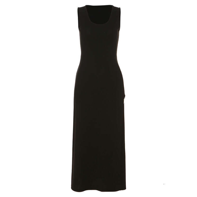 2023 Women's Spring Summer New Fashionable and Sexy Solid Color High Waist Long Split Dress for Women