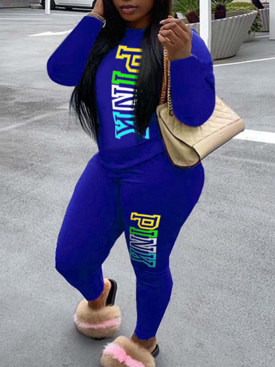 New European and American women's fashion sports and leisure two-piece set clothing ladies