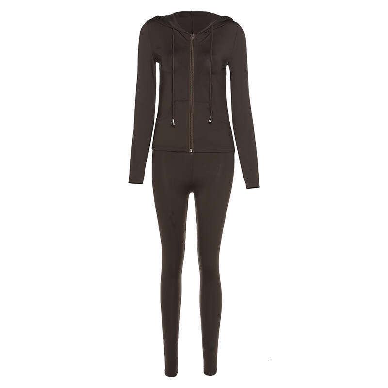 New 2022isn Autumn Women's Hooded Cardigan Slim Fit Sports and Leisure Set