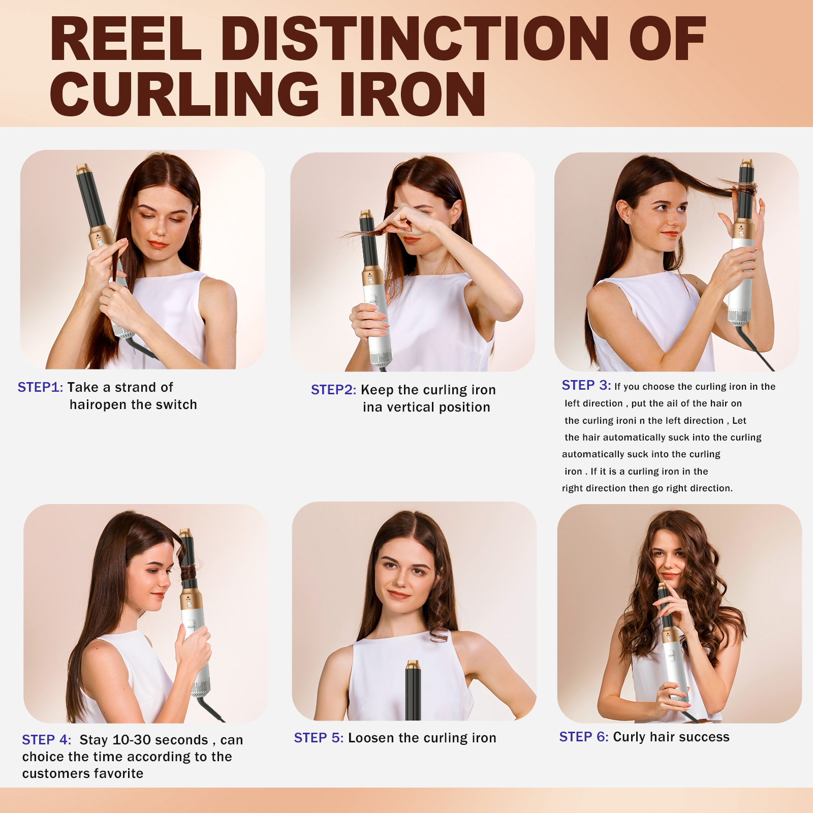 Super Styler 5In1 High-Speed Iron Hot Air Comb Set Straightening Brush Wrap Auto Curg Hair Dryer