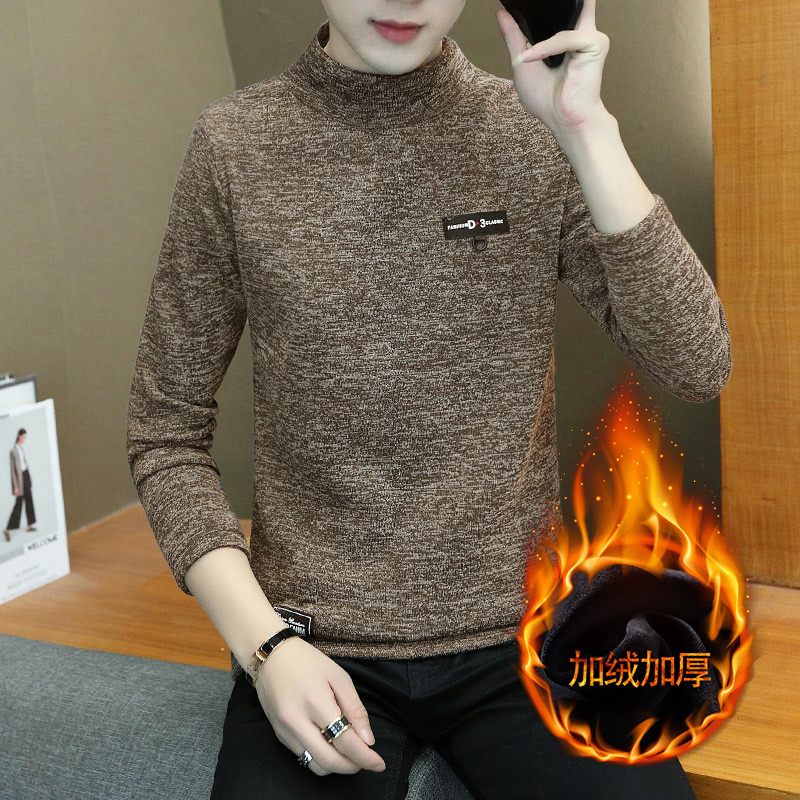 Sweater base with fleece new style autumn winter interior, knitted sweater teenagers and students, warm top for men's fashion