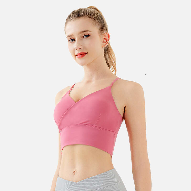European and American sexy backless with breast pads, pleated outdoor running sports bra, women's high stretch yoga bra