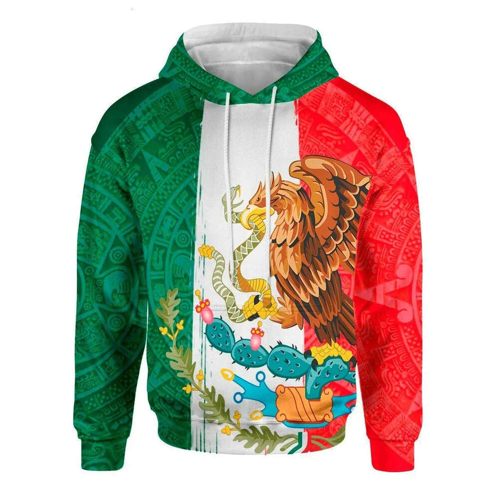2024 European American with Mexican men's 3D digital printing autumn and winter hooded hoodie