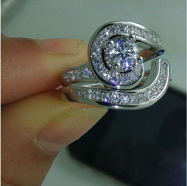 Topaz Gemstone Ring Set: 10K White Gold Filled, Free Shipping, Sizes 6-10 7f8e