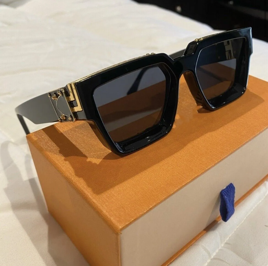 Luxury millionaires designer sunglasses 1.0 men women full frame vintage sunglass mens 1.1Millionaire Black Gold Sun glasses w/Case96006