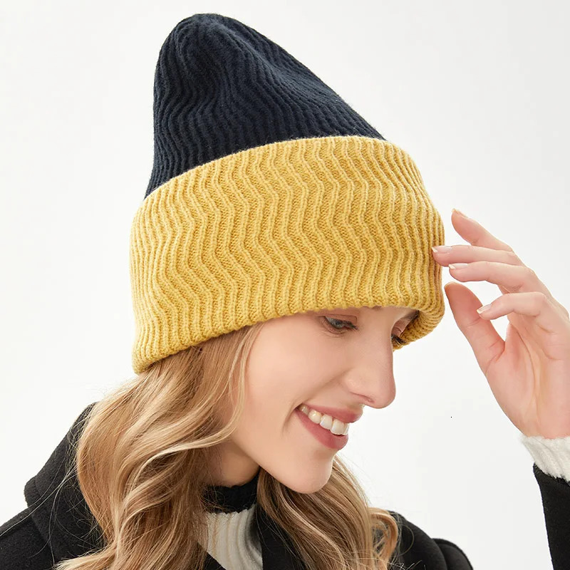 Balaclava Womens Hat Ski Mask 2024 Winter Accessories Beanie Patchwork Knit skull Cap Bonnet Skullies Beanies Hip Hop 241125