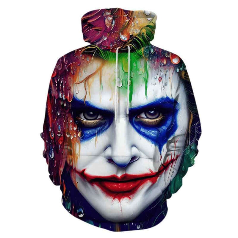 2024 New European and American Movie Joker 3D Digital Printing Autumn Casual Hoodie for Men