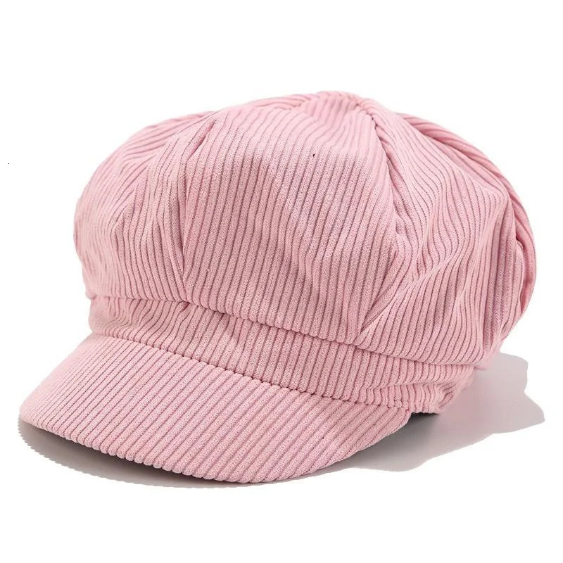 Korean Version Solid Color Women Beret Spring Autumn sboy Hat Vintage Corduroy Cap Painter 241125