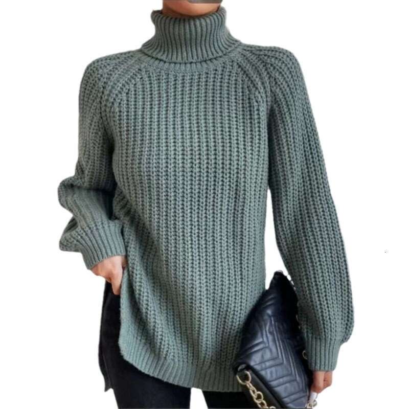 Autumn/Winter European and American Women's Woolen High Collar Thick Sweater 2024 New Casual Versatile Fashion Clothing