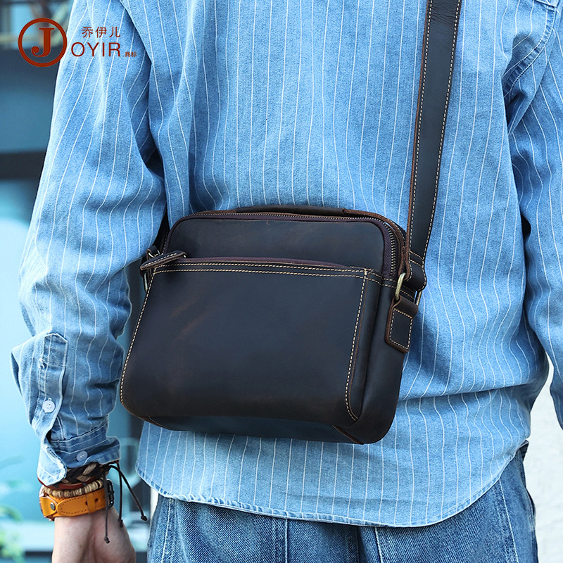 Postman's Crossbody Sports Crazy Horse Skin Genuine Leather Advanced Shoulder Bag Men's Style