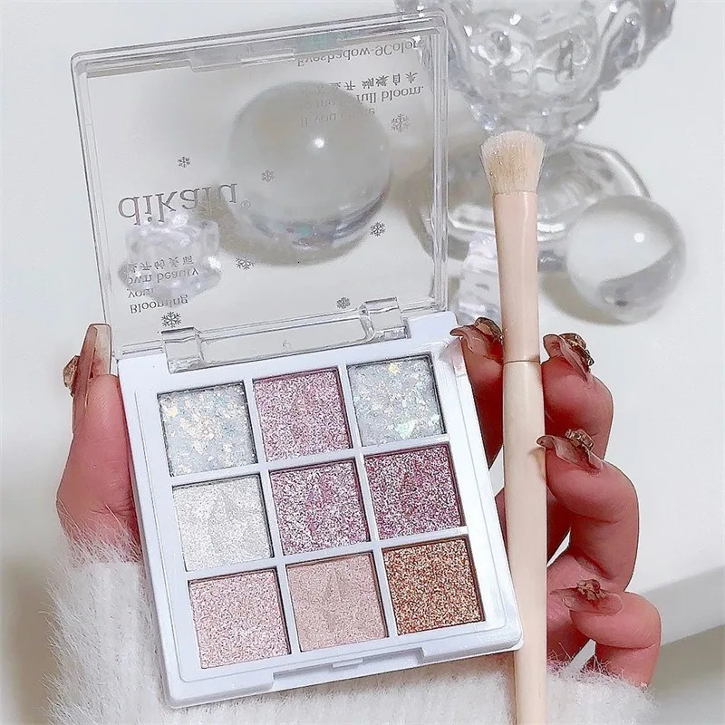 Snow Sequin 9Colors Eye Shadow Palette Glitter Snowflake Diamond White Pearly Charming Contour Eyes Make Up 241118