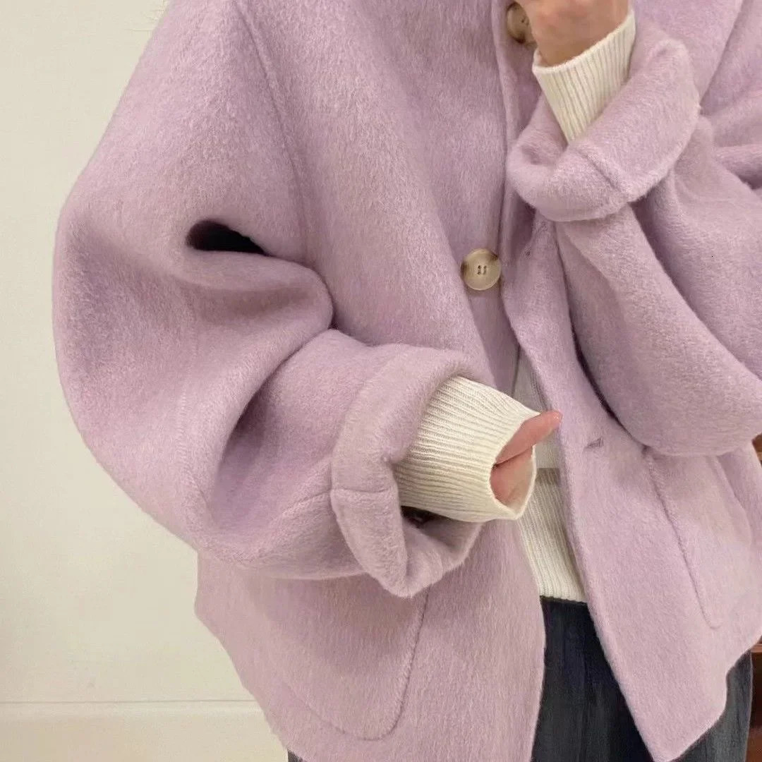 Elegant Tweed Style Woolen Short Jacket For Women Casual Fashionable HighEnd Feel LooseFit Top AutumnWinter Arrival 241121