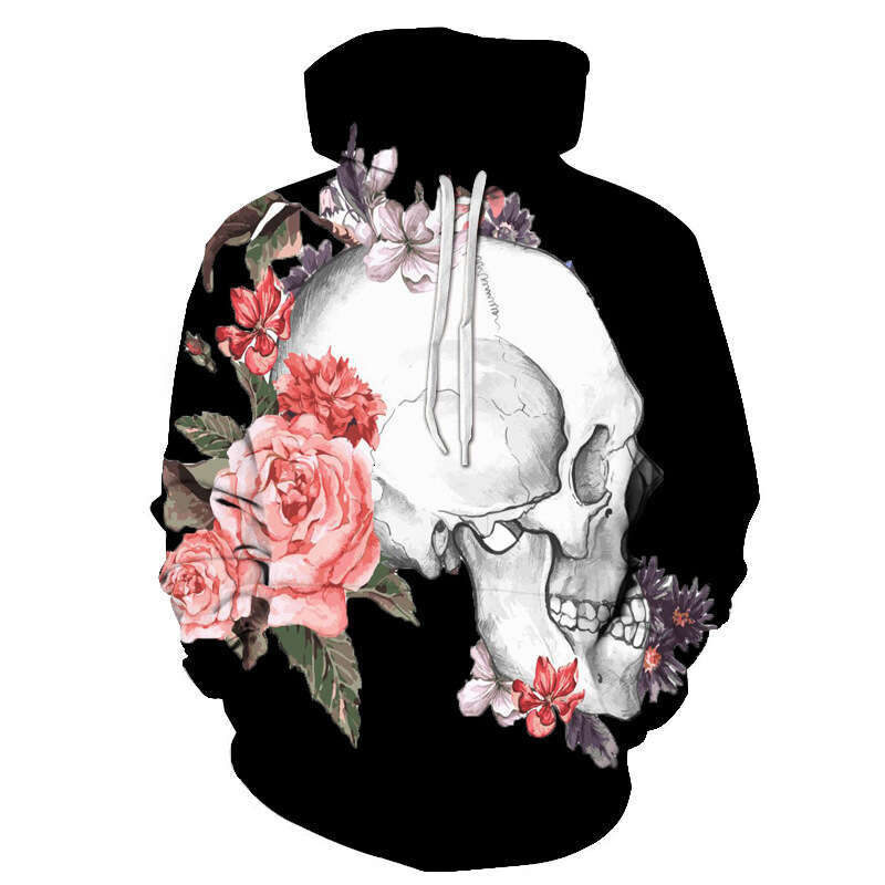 Autumn Winter Trendy European and American Popular Skeleton 3D Digital Printed Men's Casual Sports Hoodie